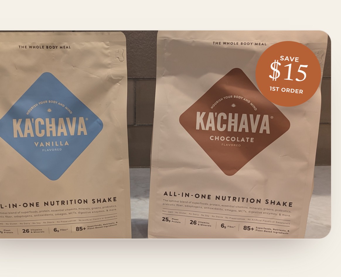 Ka&rsquo;Chava all-in-one nutrition shake, vanilla and chocolate